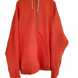 Hooded Sweatshirt Full Zip Pocket Soft Size 4XL  Orange